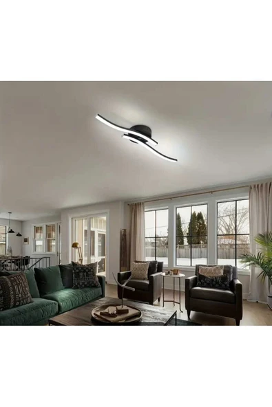 Marsel Lighting MARSEL 2Lİ Model Siyah Led Tavan Işığı Oturma Odası,yatak Odası, Mutfak Ve Ofis Şık Avize - Resim 3