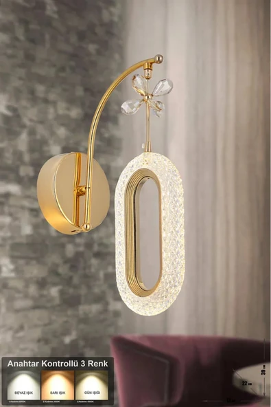 Marsel Lighting SERRA Tekli Gold 3 Renk Modu Aplik Avize ürün görseli 1