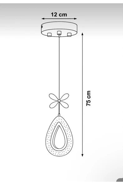 Marsel Lighting YAGMUR Model Gold 3 Renk Modu Ledli Kristal Taşlı Modern Salon Mutfak Oturma Odası Led Avize - Resim 4