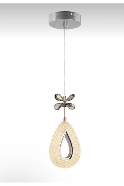 Marsel Lighting YAGMURModel Krom 3 Renk Modu Ledli Kristal Taşlı Modern Salon Mutfak Oturma Odası Led Avize - Resim 2