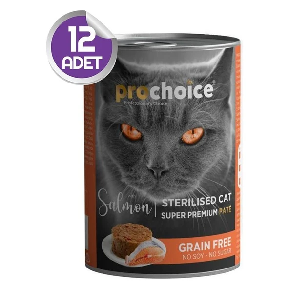 Pro Choice Prochoice Somonlu Tahılsız Pate Kısır Kedi Konservesi 400 gr X12 ürün görseli 1