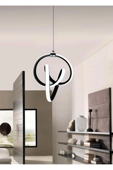 Marsel Lighting Modern Siyah Kaplama Sarkıt Led Avize Oturma Odası Çocuk Odası Koridor Beyaz Işık ürün görseli 1