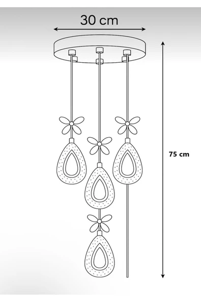 Marsel Lighting YAGMUR Model 4'lü Krom 3 Renk Modu Ledli Modern Salon Mutfak Oturma Odası Led Avize - Resim 3