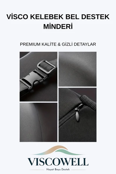 Visco Kelebek Bel Destek Minderi Visco Sırt Minderi Ofis, Ev, Araç Bel Destek Minderi - Resim 2