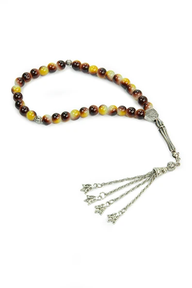 10 Adet 33lü Hac Umre Hediyelik Tesbih - Kahverengi Sarı - Resim 4