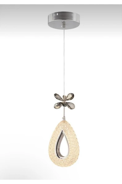 Marsel Lighting YAGMURModel Krom 3 Renk Modu Ledli Kristal Taşlı Modern Salon Mutfak Oturma Odası Led Avize - Resim 3