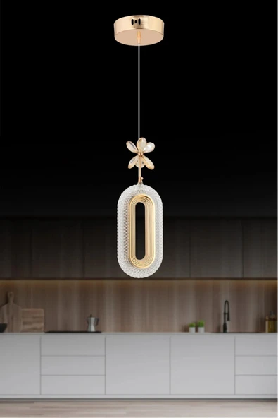 Marsel Lighting SERRA Tekli Gold Ledli Led Avize 3 Renk Modu Oturma Odası Yatak Odası Led Avize ürün görseli 1