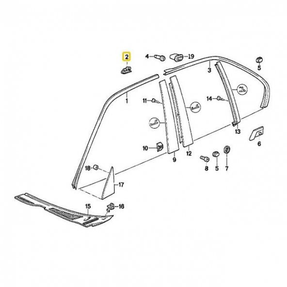 BMW E32 E34 VE E38 UYUMLU YAN CAM ÇITA KILİPSİ 51131924953 - 3