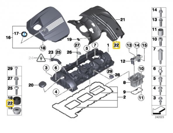 BMW F20 F30 F10 F36 VE G30 N55 MOTOR KÜLBÜTÖR SOMUNU 11127614138 - Resim 2