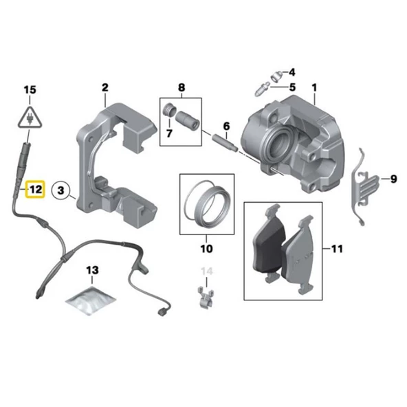 BMW X5 E70 VE X6 E71 ÖN FREN BALATA SENSÖRÜ 34356789501 - 2