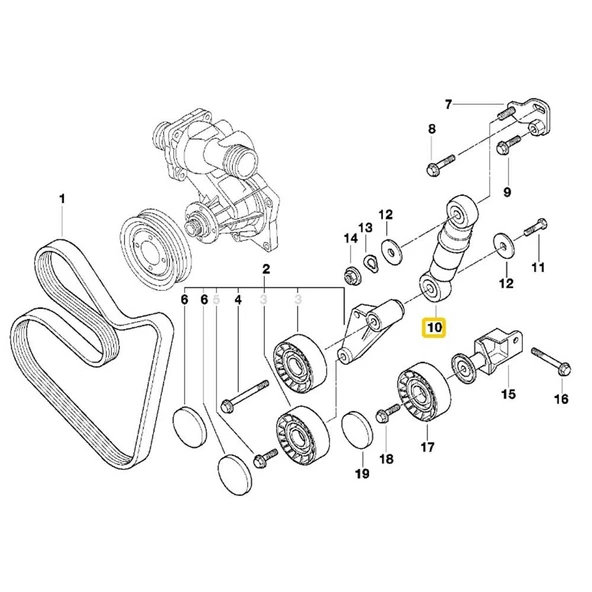 BMW M62 VE S62 MOTOR İNA KAYIŞ GERGİ PİSTONU 11281709613 - Resim 4