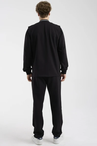 Kapitone Yelekli Üçlü Eşofman Takım - Siyah - Resim 6