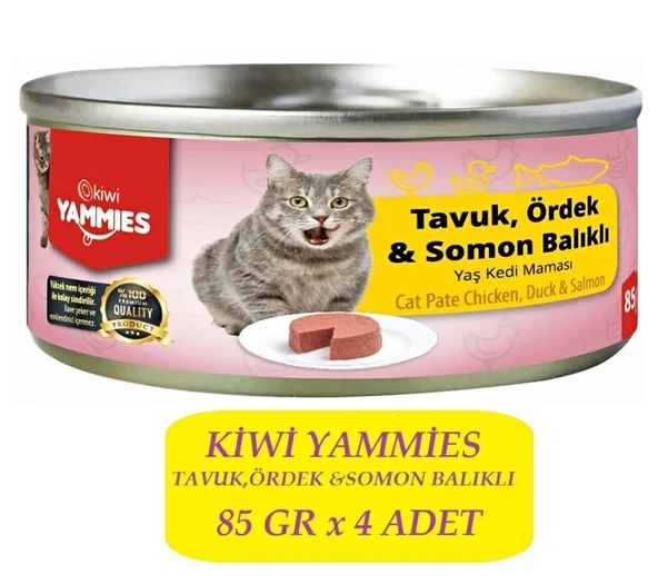 Kiwi KCM-50393 Tavuk-Ördek-Somon Balıklı Kedi Kon. 4 Adet x 85Gr ürün görseli 1