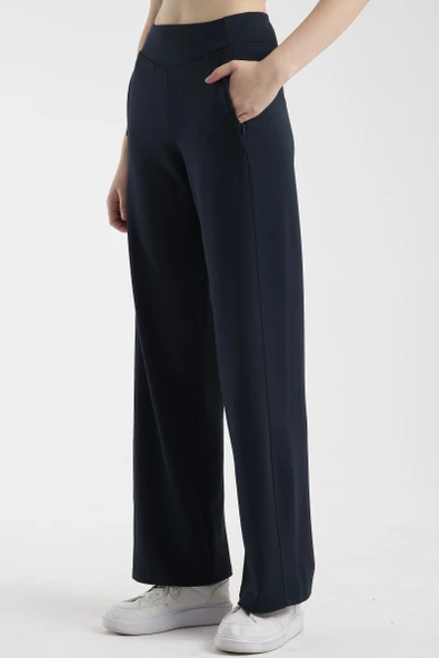 Yumuşak Dokulu Bol Paça Eşofman Alt - Lacivert - Resim 4