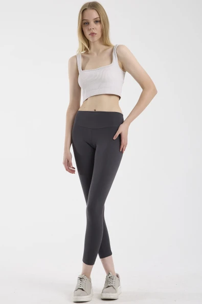 Yumuşak Dokulu Yüksek Bel Toparlayıcı Tayt - Antrasit ürün görseli 1