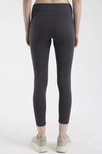 Yumuşak Dokulu Yüksek Bel Toparlayıcı Tayt - Antrasit - Resim 6