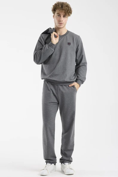 Kapitone Yelekli Üçlü Eşofman Takım - Antrasit - Resim 2