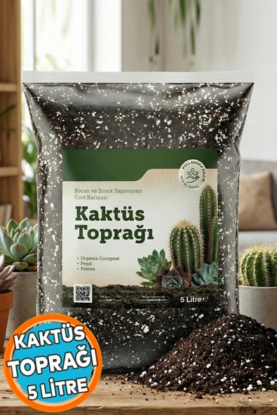 Kaktüs Toprağı (5 LİTRE) Organik Cocopeat Perlit Pomza Karışımlı Kaktüs ve Sukulent Toprağı Toprak - Resim 5