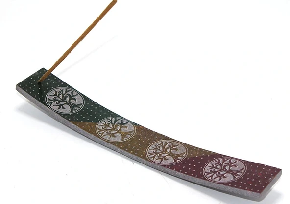 Obsidian Taşı Hayat Ağacı Tasarımlı Kayık Tütsülük ürün görseli 1