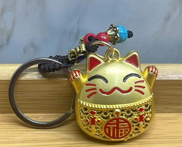 Metal Şans Ve Bereket Kedisi Anahtarlık Model 2 ürün görseli 1