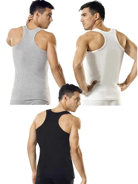 Namaldı 6'lı Arkası Çarpraz Pamuklu Ribana Erkek Atlet ürün görseli 1