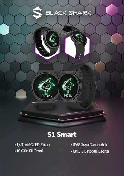 Black Shark S1 Akıllı Saat ( Black Shark Türkiye Garantili) - Resim 3