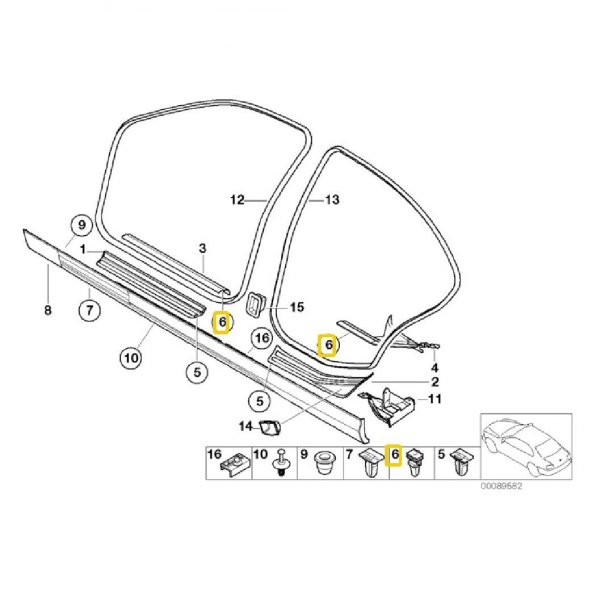 BMW KAPI EŞİK KAPLAMA KLİPSİ 5 ADET 51478234047 - 2