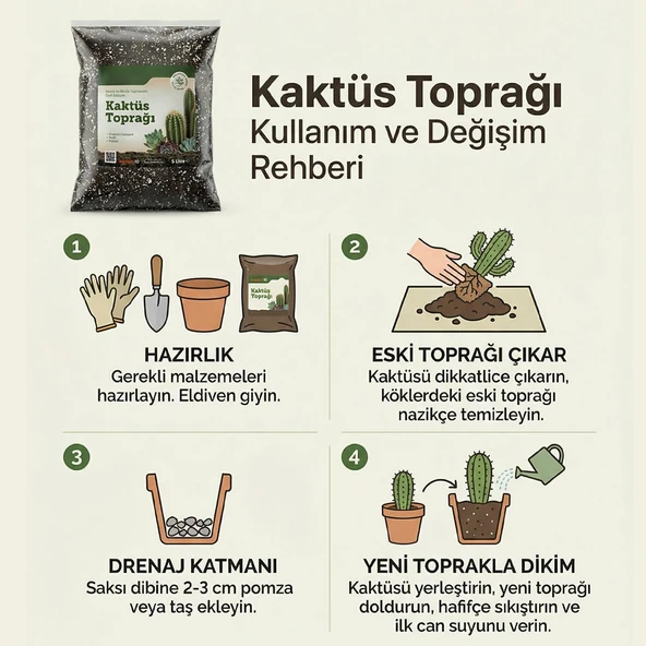 Bitki Bakım Seti 1 Adet 5 Litre Kaktüs Toprağı + 1 Adet 5 Litre Bitki Toprağı Toprak - Resim 3