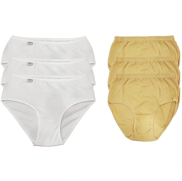 Tutku 922 Ribana Kadın Bato Külot 6'lı Beyaz-Ten XXL ürün görseli 1