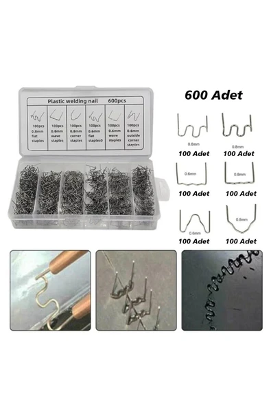 Powermaster PM-25315 Oto Tampon Kaporta Plastik Onarım Tamir Kaynak Çivisi 6 Tip Şekil (600 Adet) - Resim 2