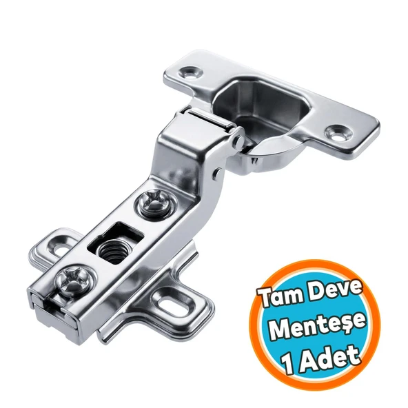 Tam Deve Boynu Pistonsuz Mobilya Dolap Kapak Menteşesi Krom Renk ürün görseli 1