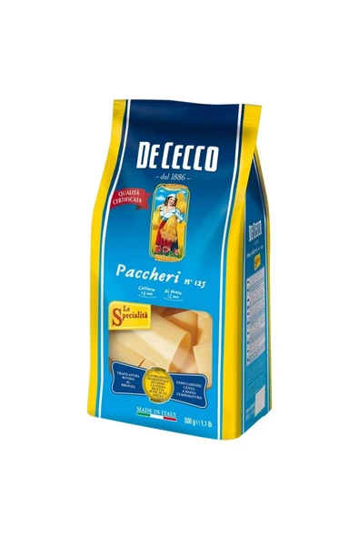 Dünyadan Hediyeler De Cecco Paccheri Makarna 500 Gr Italya ürün görseli 1