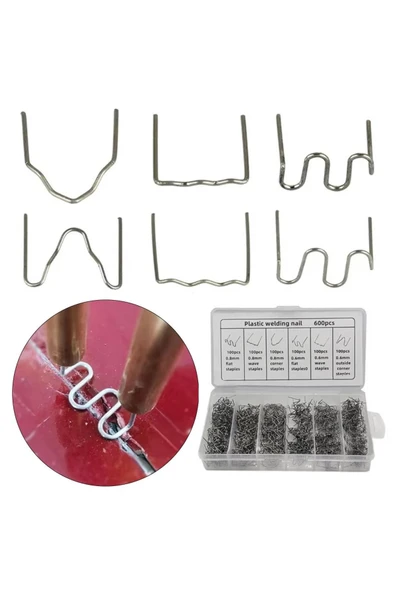 Powermaster PM-25315 Oto Tampon Kaporta Plastik Onarım Tamir Kaynak Çivisi 6 Tip Şekil (600 Adet) ürün görseli 1