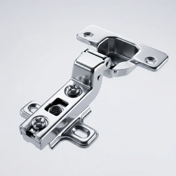 Tam Deve Boynu Pistonsuz Mobilya Dolap Kapak Menteşesi Krom Renk - Resim 3