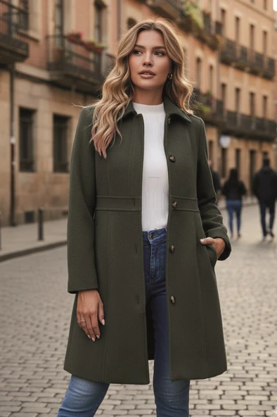 Dikiş Detaylı Tasarım Kaşe Kaban - Resim 4