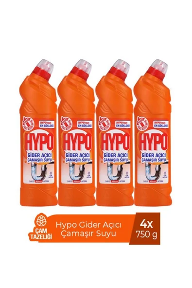 HYPO GİDER AÇICI ÇAMAŞIR SUYU ÇAM TAZELİĞİ 750 GR x 4 ADET ürün görseli 1