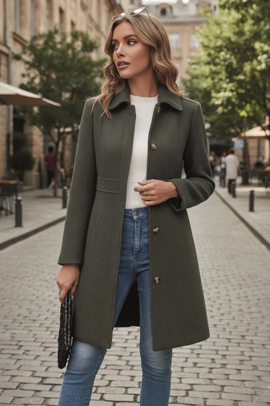 Dikiş Detaylı Tasarım Kaşe Kaban ürün görseli 1