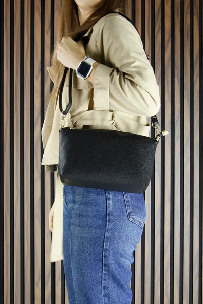 Erkan Saçmacı Siyah Hakiki Dana Süet Manyetik Kapaklı Büyük Boy Günlük Omuz Çantası ve Askılı El Çantası - Resim 8