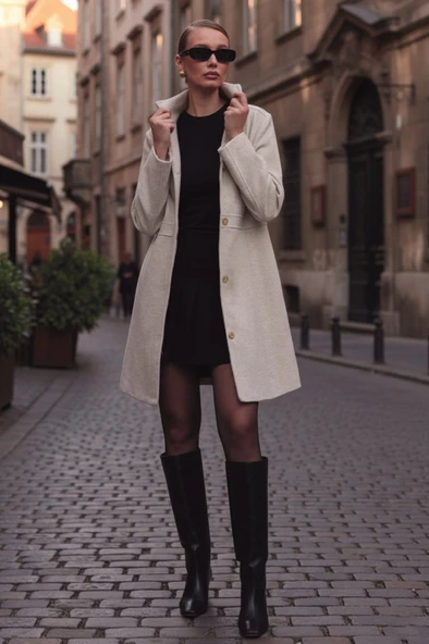 Dikiş Detaylı Tasarım Kaşe Kaban - Resim 4