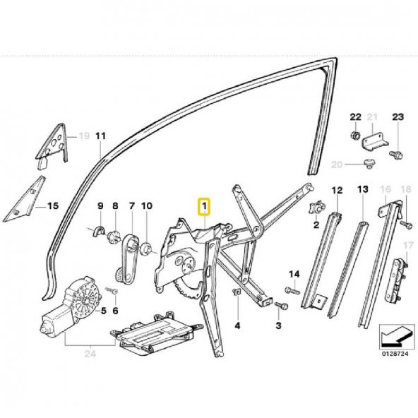 BMW E36 ÖN SOL CAM KRİKOSU ELEKTRİKLİ MOTORSUZ 51331977609 - 2