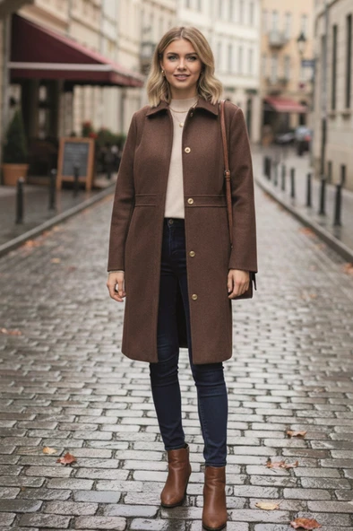 Dikiş Detaylı Tasarım Kaşe Kaban - Resim 2