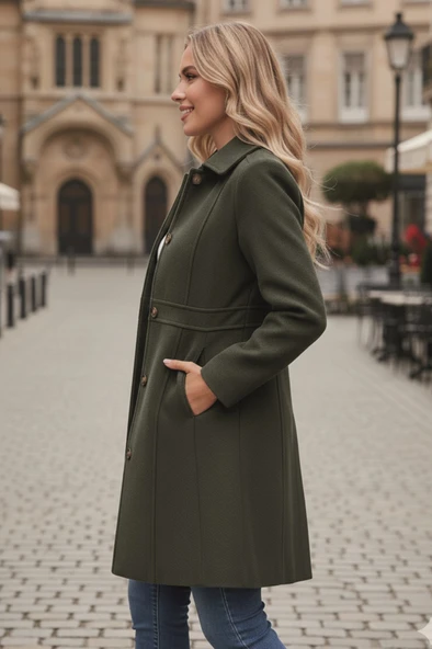 Dikiş Detaylı Tasarım Kaşe Kaban - Resim 2