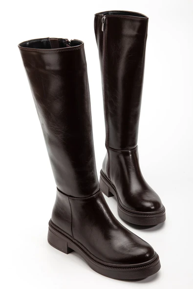 Kadın Acı Kahve Parlak Cilt Günlük Çizme ürün görseli 1