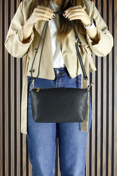 Erkan Saçmacı Siyah Hakiki Dana Süet Manyetik Kapaklı Büyük Boy Günlük Omuz Çantası ve Askılı El Çantası - Resim 4