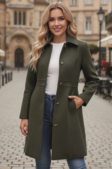 Dikiş Detaylı Tasarım Kaşe Kaban ürün görseli 1