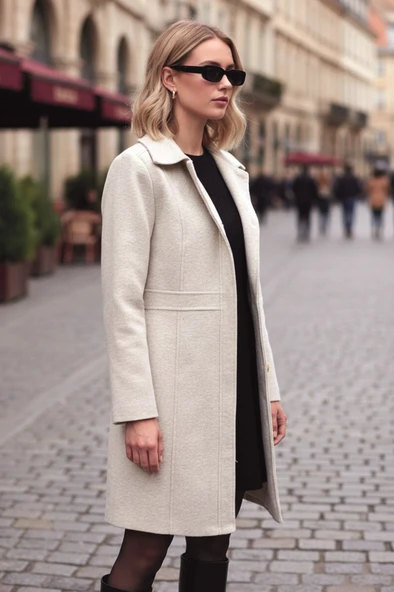 Dikiş Detaylı Tasarım Kaşe Kaban ürün görseli 1