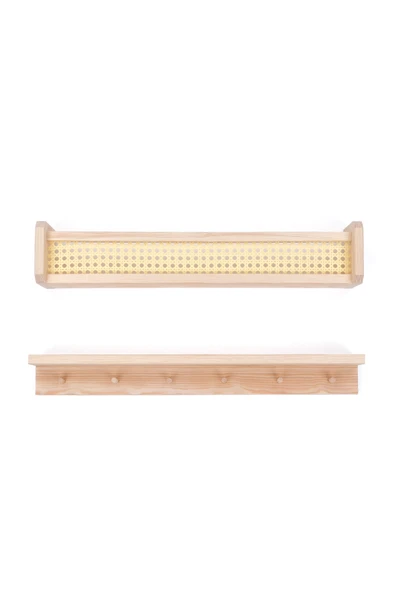 Ahşap Montessori Hazeran 2'li Çocuk Odası Duvar Rafı, Kitaplık - Resim 2