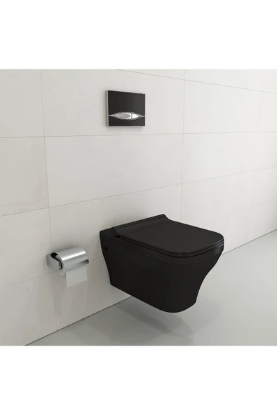 Firenze Rimless Asma Klozet Ve Kapağı Mat Siyah 1304-004-0128 ürün görseli 1