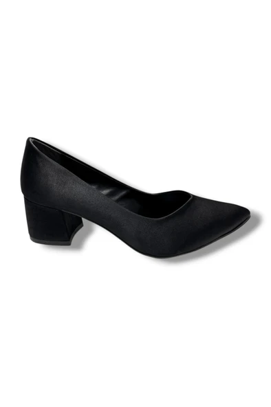 Mengi 690-26 Saten Kısa Kare Topuk Kadın Ayakkabı 38-40 - Resim 2