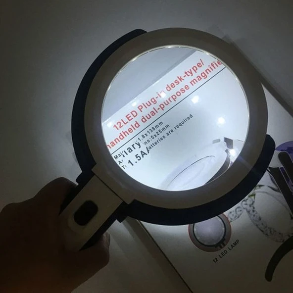 2X5X120Mm   10 Ledli  Masaüstü Büyüteç - Resim 4